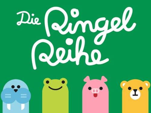 Ein Plakat mit vier gemalten Tieren, im Hintergrund steht geschrieben: Die Ringelreihe