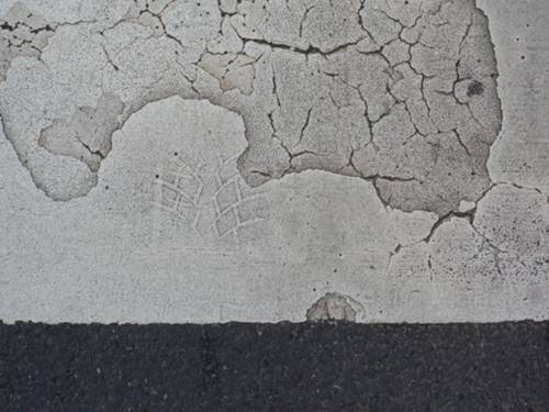Eine von 50 Spuren: Ein Reifenabdruck auf einem Bild in Grautönen