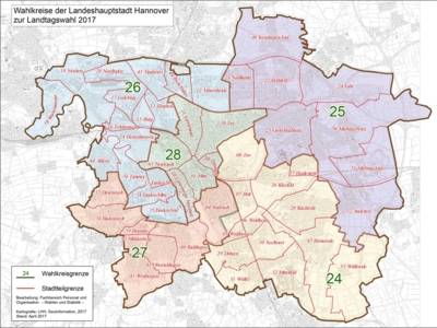 Wahlkreise der Landeshauptstadt Hannover zur Landtagswahl 2017