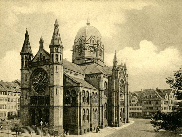 Postkarte von der Neuen Synagoge in der Bergstraße